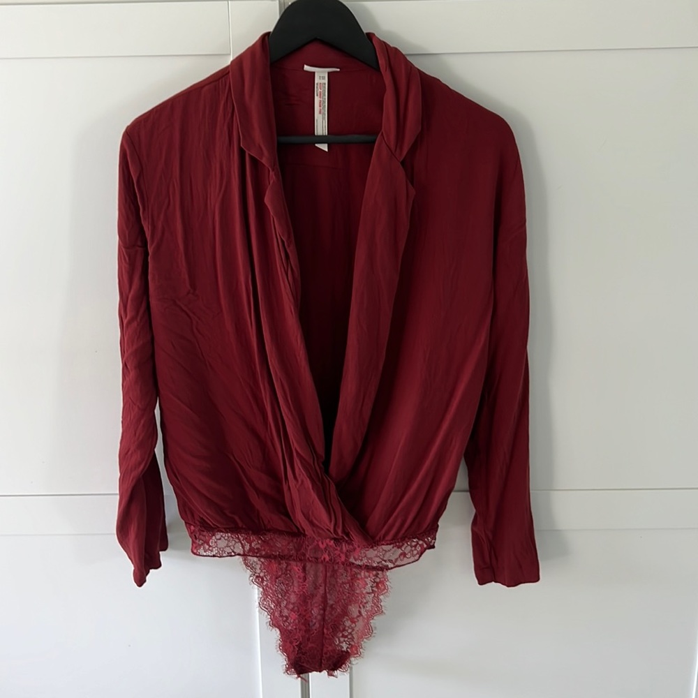 Free People Low-Cut Blouse Bodysuit
